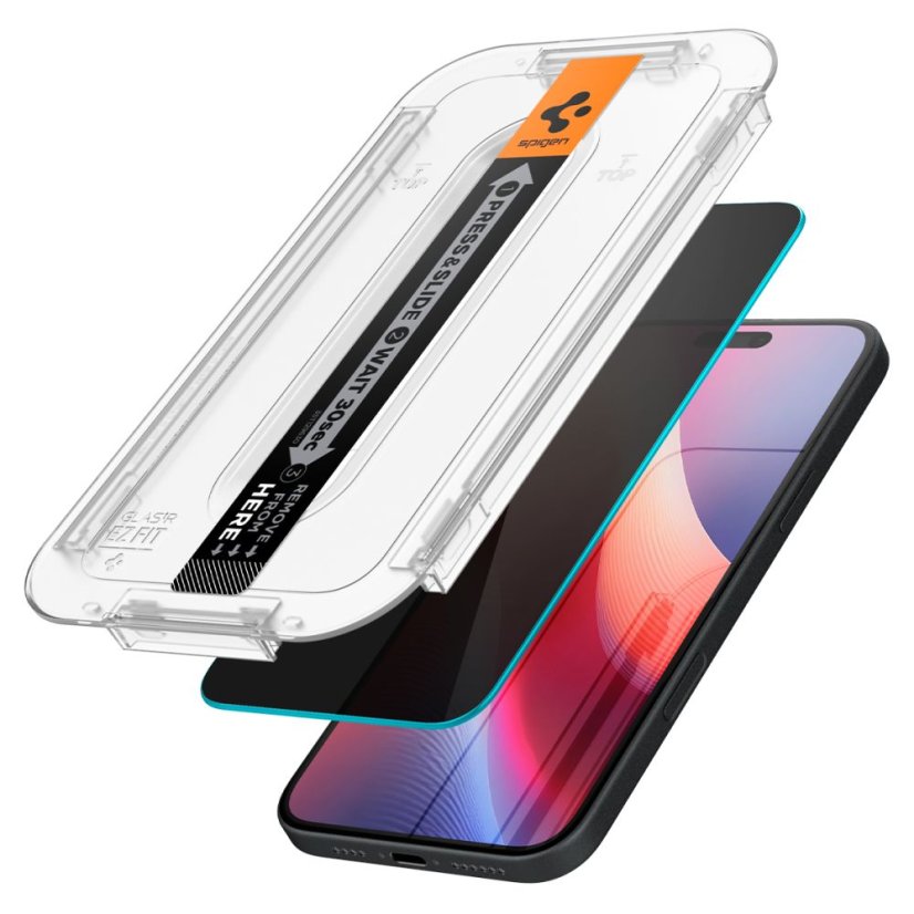 Edzett védőüveg Spigen Glas.Tr ”Ez Fit” 2-Pack iPhone 15 / 16 Privacy