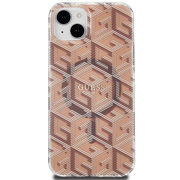 Kryt Original Faceplate Case Guess Guhmp15Shgcustgw iPhone 15 (s MagSafe / Iml Gcube / Brown)