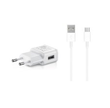 EP-TA200EWE + EP-DR140AWE Samsung 15W cestovná nabíjačka + USB-C dátový kábel White (Service Pack - originálny diel)
