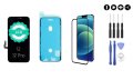 MULTIPACK - Čierny LCD displej iPhone 12/12 Pro + lepka pod displej + 3D ochranné sklo + sada náradia