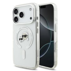 Karl Lagerfeld IML K&CH Heads Metal Frame MagSafe zadný kryt pre iPhone 17 Pro Transparent