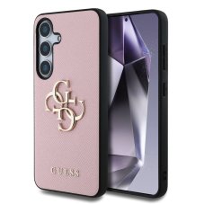 Guess PU Grained 4G Metal Logo zadní kryt pro Samsung Galaxy S25 Pink