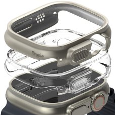 2ks v balení, set krytov Ringke Slim 2-Pack Apple Watch Ultra 1 / 2 / 3 (49 mm) Clear & Titanium Grey