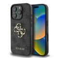 Guess PU 4G Metal Logo zadný kryt pre iPhone 16 Pro Max Grey