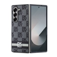 DKNY PU Leather Checkered Pattern and Stripe zadný kryt pre Samsung Galaxy Z Fold 6 Black