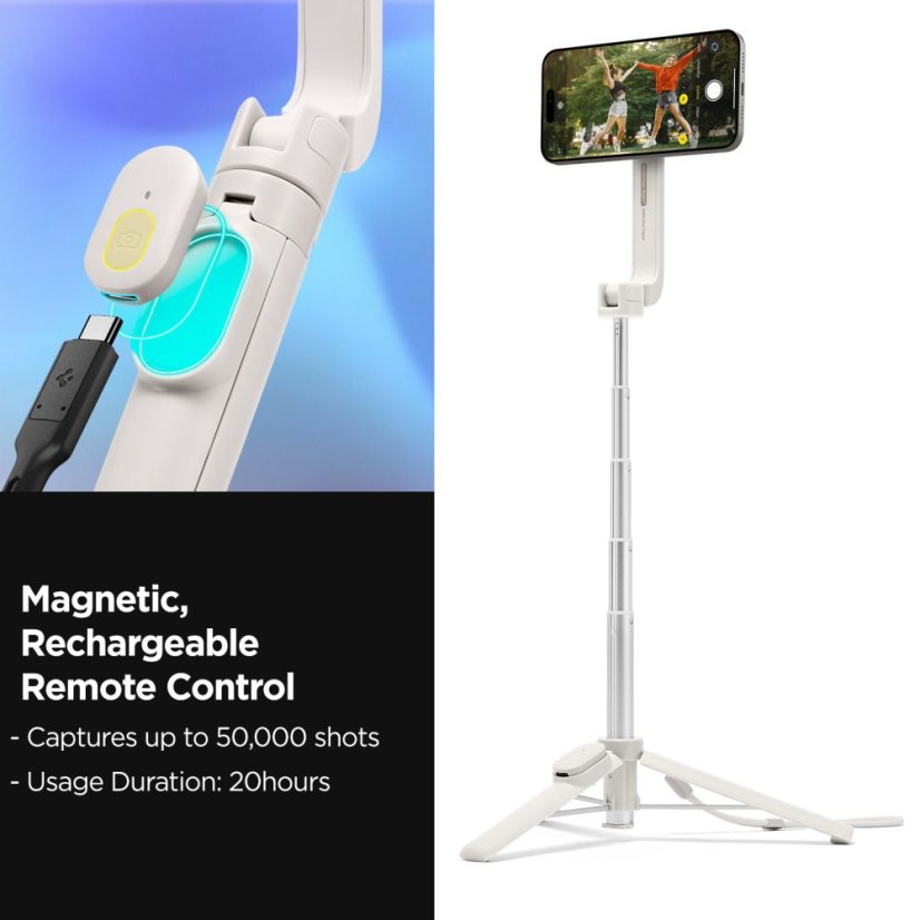 Selfie tyč Spigen S571W Magsafe Bluetooth Selfie Stick Tripod Dune Beige