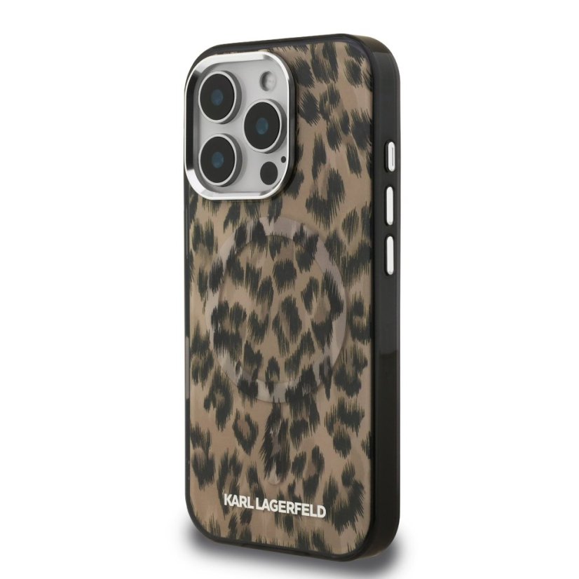 Karl Lagerfeld IML Leopard MagSafe zadný kryt pre iPhone 16 Pro Max Brown