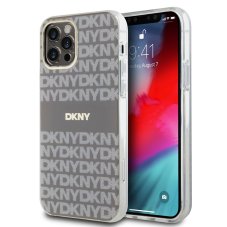 DKNY PC/TPU Repeat Pattern Tonal Stripe Magsafe zadní kryt pro iPhone 12/12 Pro Beige