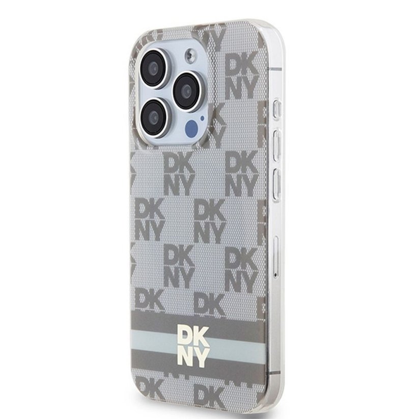 Kryt DKNY Case iPhone 15 Pro Max s MagSafe Dkhmp15Xhcptse (DKNY Hc Magsafe Pc Tpu Checkered Pattern W/Printed Stripes) Beige