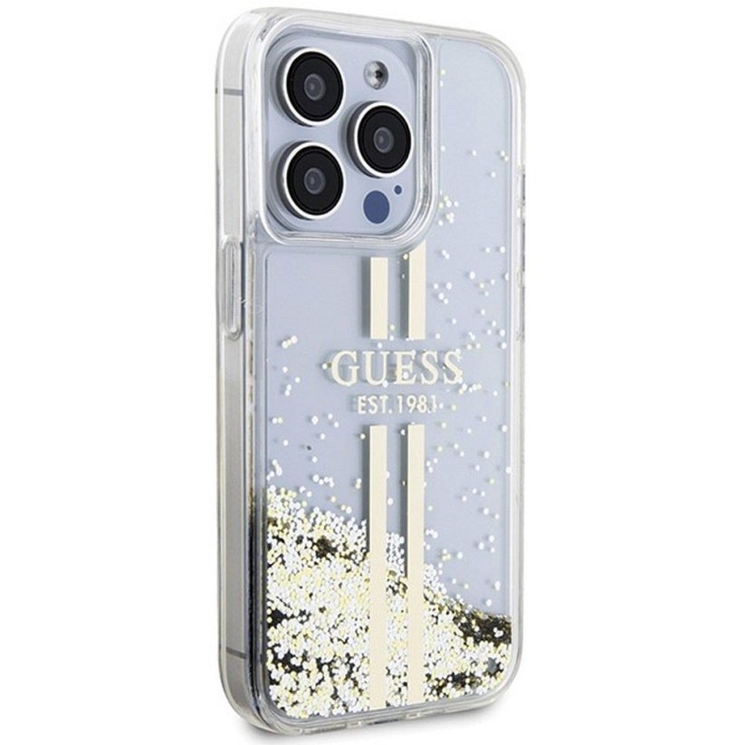 Kryt Original Faceplate Case Guess Guhcp15Xlfcsegt iPhone 15 Pro Max (Liquid Glitter Gold Stripes / Priesvitný)