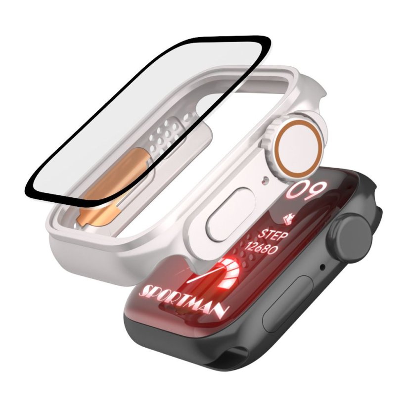 Ochranné sklo Tech-Protect Defense360 Apple Watch 7 / 8 / 9 (45 mm) Titanium/Orange