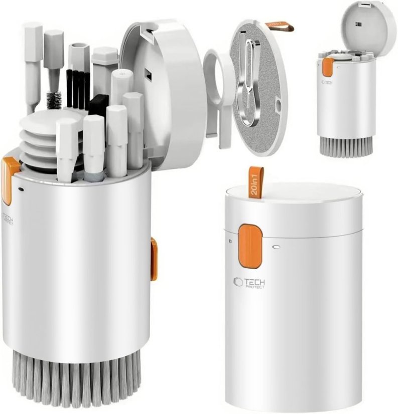 Fejhallgató Tech-Protect Cs01 tisztító készlet 20In1 telefonhoz, fülhallgatóhoz, tablethez és laptophoz White