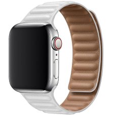 Kožený řemínek Leather Link pro Apple Watch (38/40/41 mm) white