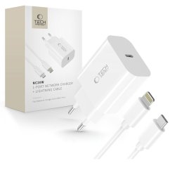 Nabíjačka do siete Tech-Protect Nc20W 1-Port Network Charger PD20W + Lightning Cable White