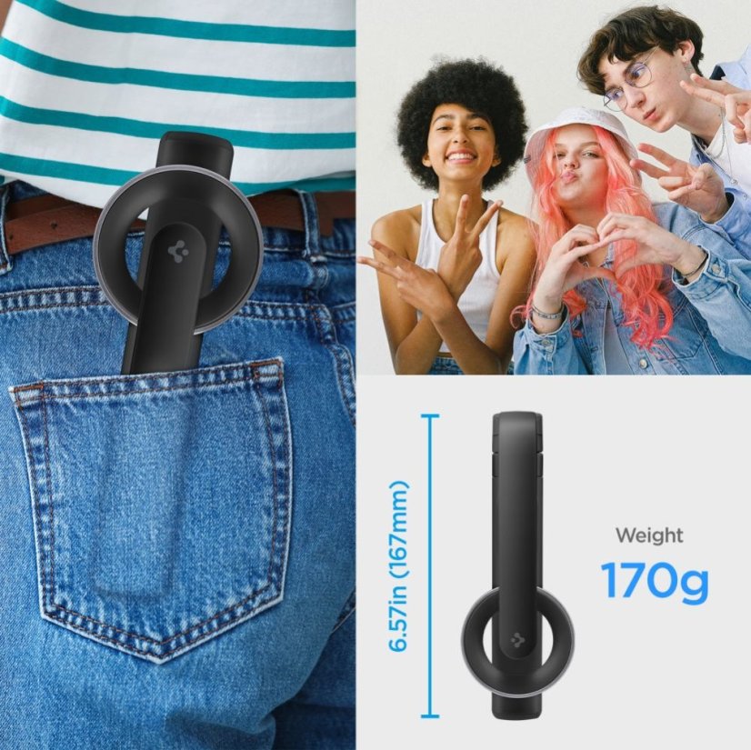 Selfie tyč Spigen S571W Magsafe Bluetooth Selfie Stick Tripod Black