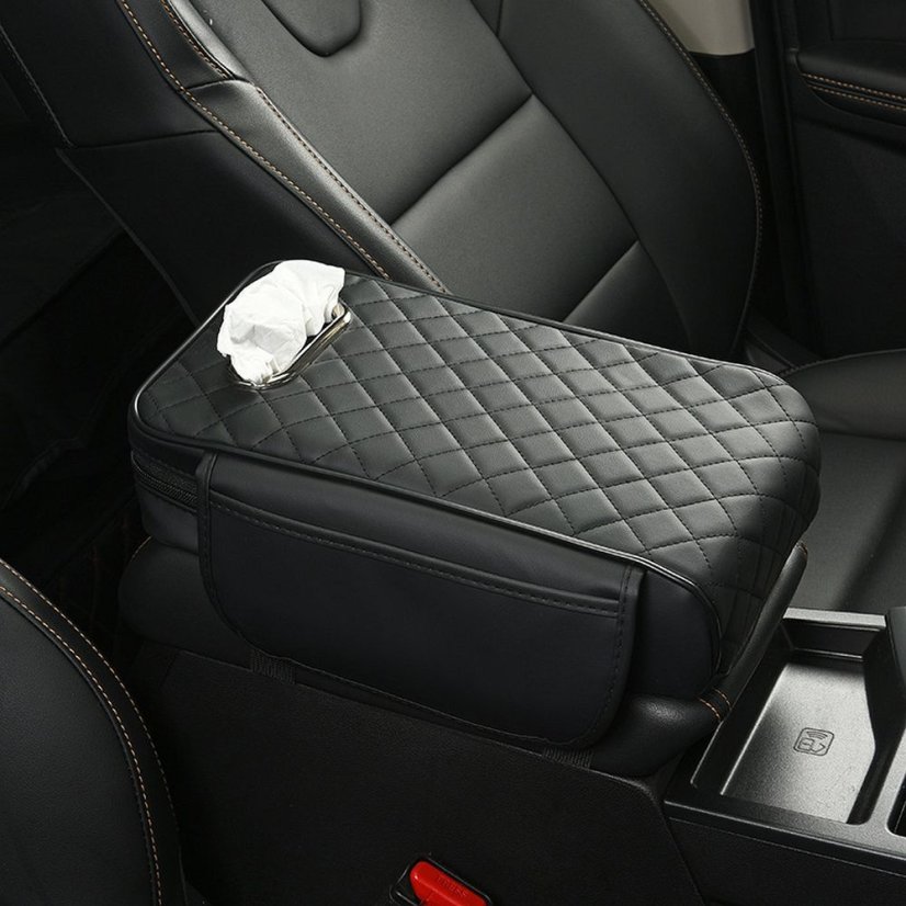 Seat Armrest Box Heightening Storage Bag Black