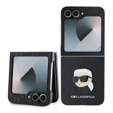 Karl Lagerfeld PU Saffiano Monogram Karl Head zadný kryt pre Samsung Galaxy Z Flip 6/7 FE Black