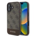 Guess PU 4G Stripe zadný kryt pre iPhone 16 Brown