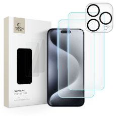 Ochranné tvrdené sklo Tech-Protect Supreme Set 3-Pack iPhone 15 Pro Clear