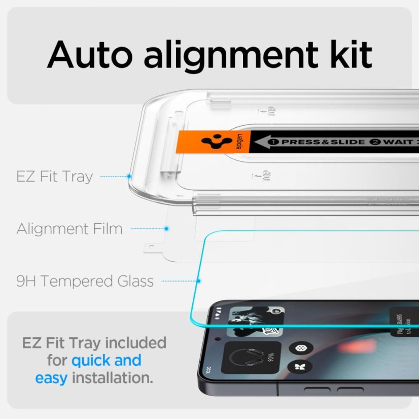 2ks v balení, set ochranných skiel Spigen Glas.Tr ”Ez Fit” 2-Pack Nothing Phone 3 Clear