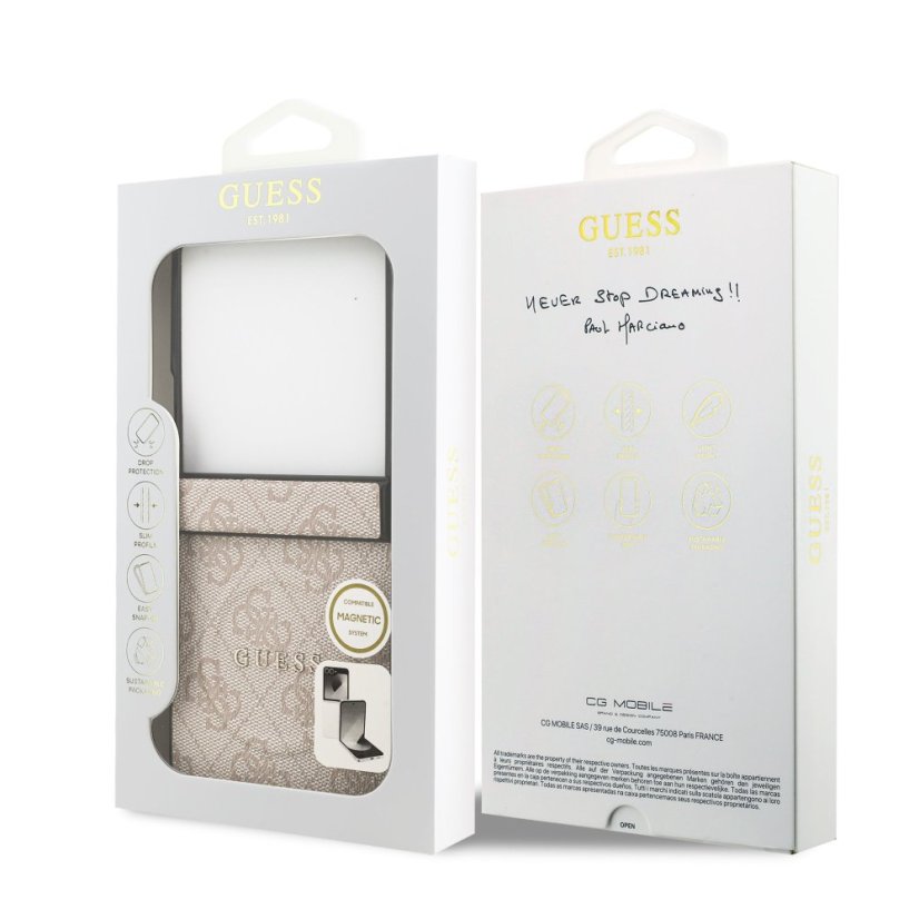 Guess PU Leather 4G Colored Ring Magnetic zadný kryt pre Samsung Galaxy Z Flip 7 Pink