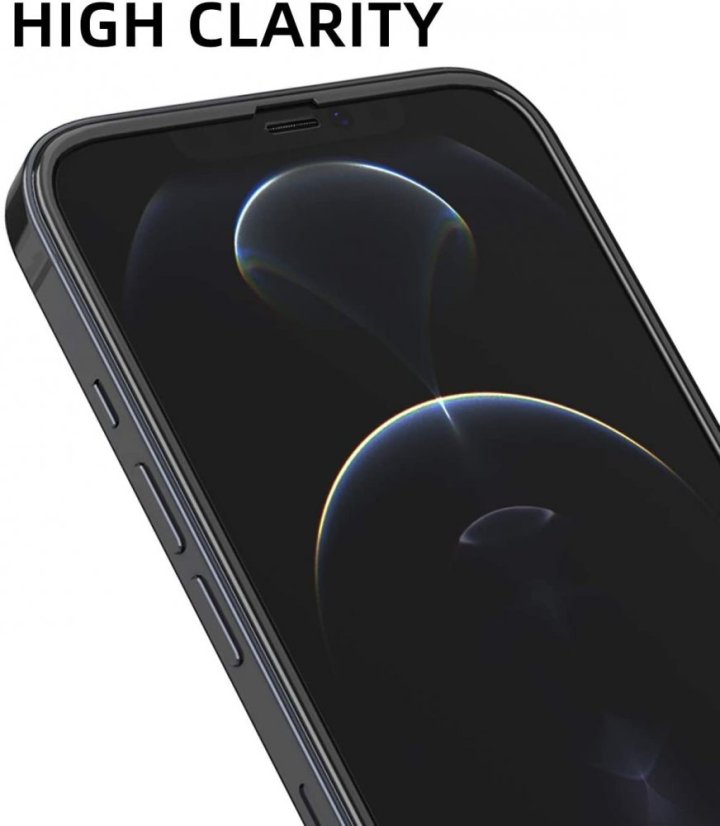 5D Hybrid ochranné sklo iPhone 12 Pro Max s vystúpenými okrajmi - čierne