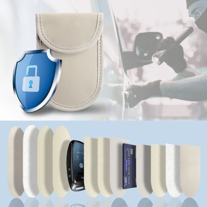 RFID blokátor Klatka Faradaya Tech-Protect Klr100 Pouch Keyless Rfid Signal Blocker Case Caffe Latte