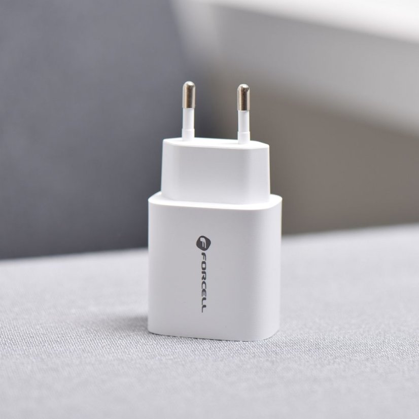 Phone Charger Forcell F-Energy USB C + USB A Qc4.0 Pd 3A 30W Tfk-Tc-30Wpd White