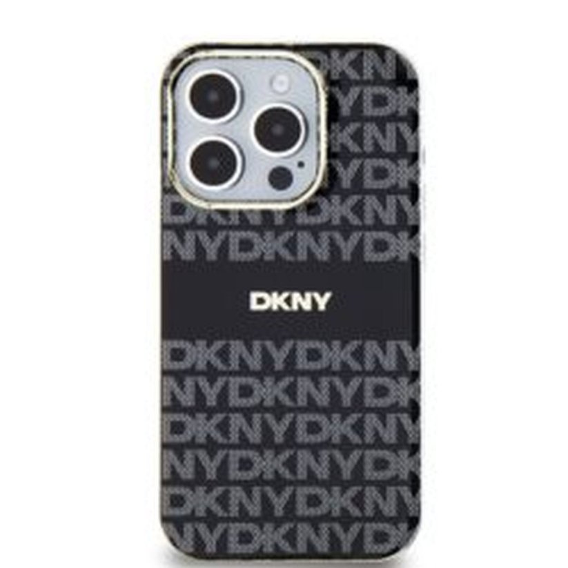 Kryt DKNY Case iPhone 14 Pro s MagSafe Dkhmp14Lhrhsek (DKNY Hc Magsafe Pc Tpu Repeat Texture Pattern W/ Stripe) Black