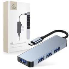HUB rozbočovač Tech-Protect V1-Hub Adapter 4In1 Grey