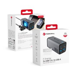 Forcell F-Energy Gan III Vt-49 Desktop Charger 2 X Type C + 2 X USB A Pd Qc4.0 Sfc2.0 5A 100W Gray