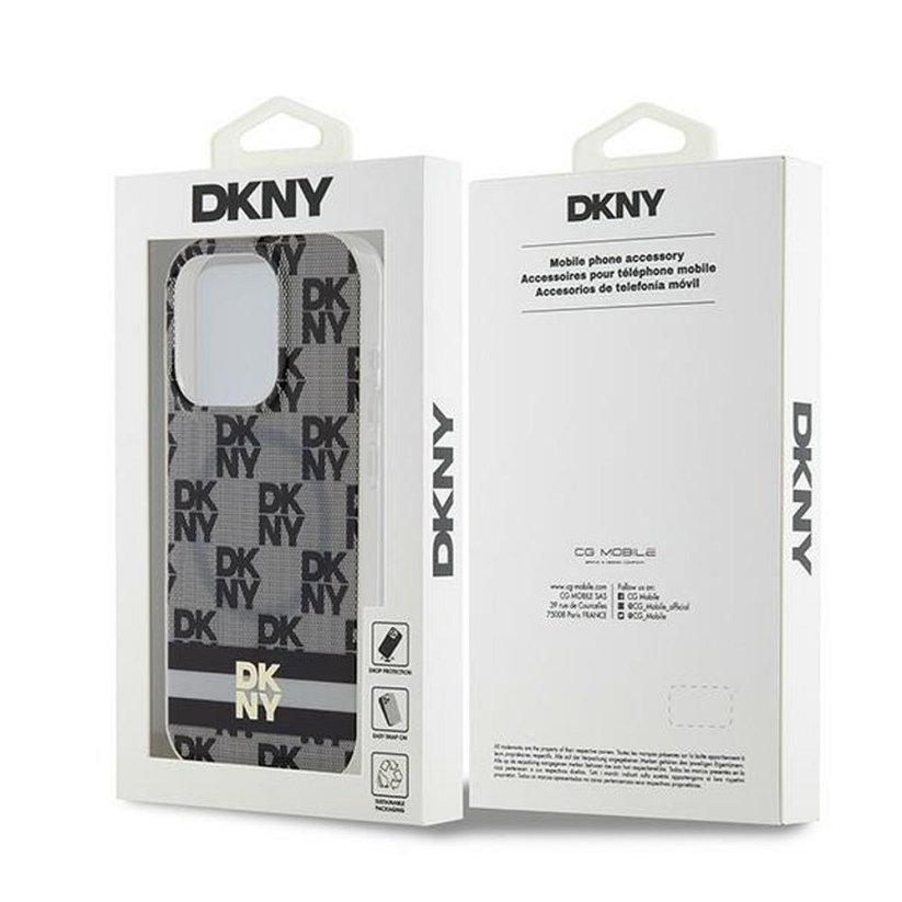 Kryt DKNY Case iPhone 15 Pro s MagSafe Dkhmp15Lhcptsk (DKNY Hc Magsafe Pc Tpu Checkered Pattern W/Printed Stripes) Black