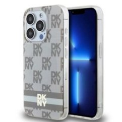 Kryt DKNY Case iPhone 15 Pro s MagSafe Dkhmp15Lhcptse (DKNY Hc Magsafe Pc Tpu Checkered Pattern W/Printed Stripes) Beige