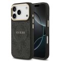Guess PU Leather 4G Gold Frame MagSafe zadný kryt pre iPhone 17 Pro Black