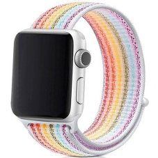 Nylonový řemínek pro Apple Watch (38/40/41mm) Eatch white Rainbow