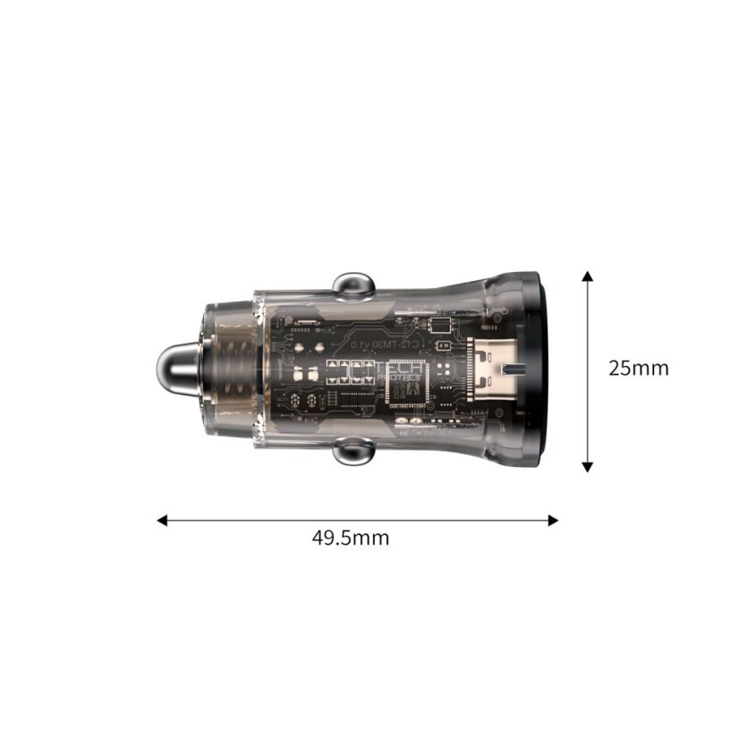 Tech-Protect Cc01 2 portos autós töltő PD 45W / QC3.0 Black