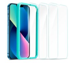 3PACK Ochranné tvrdené sklo - Apple iPhone 13 s malým výrezom na slúchadlo + inštalačný rámik