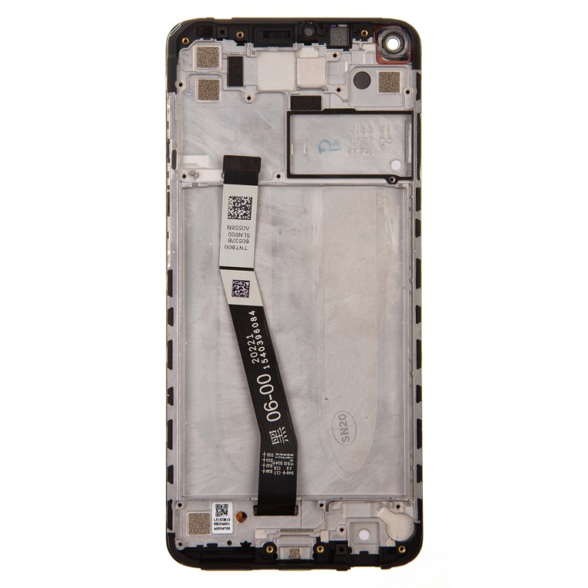 Kijelző kerettel Xiaomi Redmi Note 9 Midnight Grey (Service Pack - eredeti pótalkatrész)