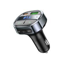 Nabíjačka auta Car Charger Hoco USB A + USB C Pd Qc3.0 5A 30W With Digital Display + Transmitter Fm Bt E70 Obsidian Black