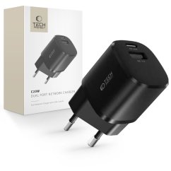 Nabíjačka do siete Tech-Protect C20W mini 2-Port Network Charger PD20W/QC3.0 Black