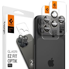 Ochranné sklo zadnej kamery 2ks v balení, set ochranných skiel zadnej kamery Spigen Optik Pro Glas.Tr ”Ez Fit” Camera Protector 2-Pack iPhone 14 Pro / Max / 15 Pro / Max / 16 Pro / Max / 17 Pro / Max Natural Titanium