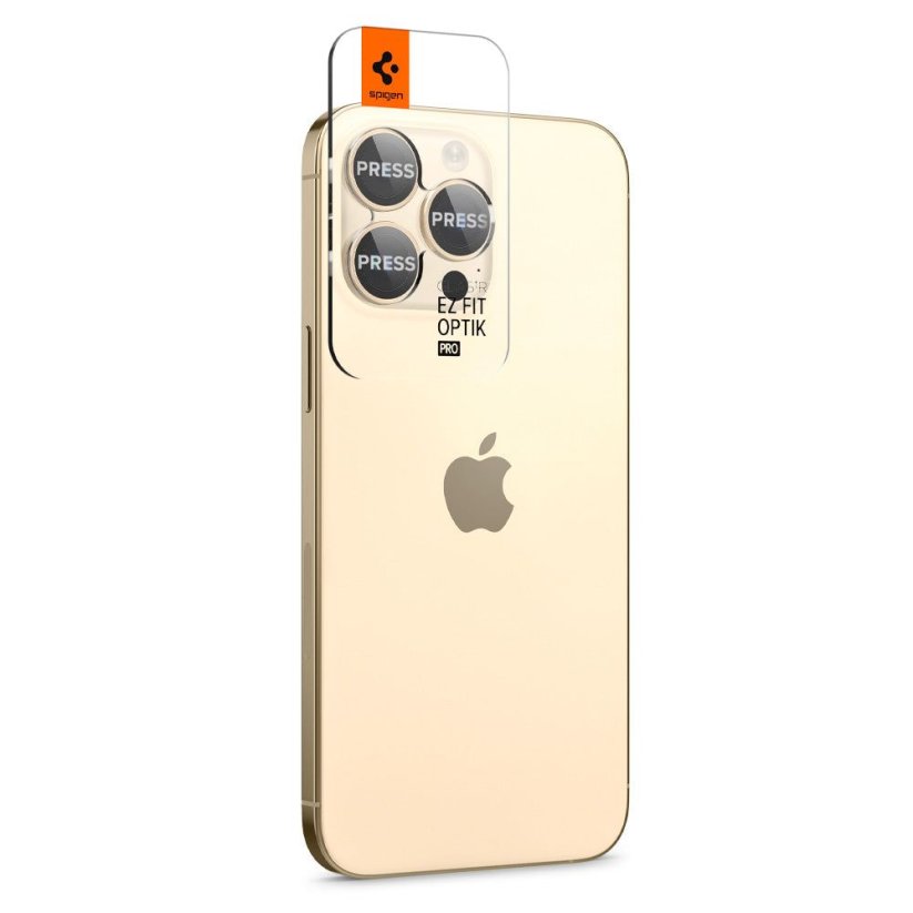 Ochranné sklo zadnej kamery Spigen Optik.Tr ”Ez Fit” Camera Protector 2-Pack iPhone 14 Pro / 14 Pro Max Gold