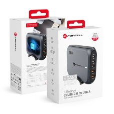 Desktop Charger Forcell F-Energy Gan III 3 X USB C + 2 X USB A Qc4.0 Pd 5A 200W Vt-51 Gray