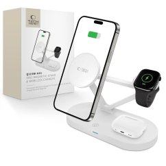 Bezdrôtová nabíjačka Tech-Protect Qi15W-A41 3v1 Magnetic Magsafe Wireless Charger White