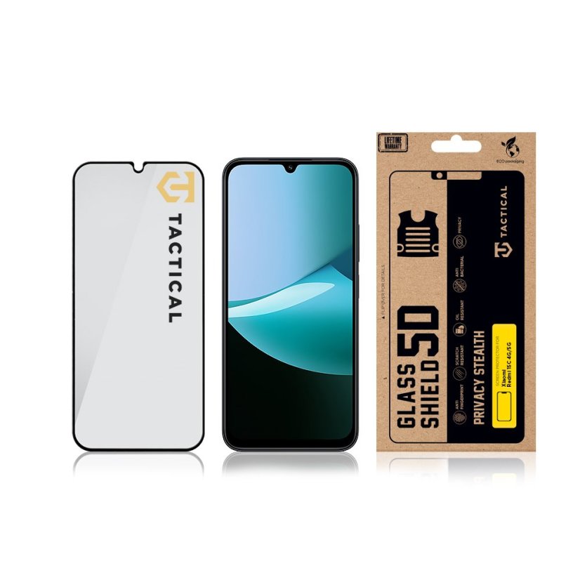 Tactical Glass Shield Privacy Stealth 5D sklo pre Xiaomi Redmi 15C 4G/5G Black