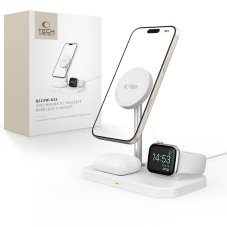 Bezdrôtová nabíjačka Tech-Protect Qi15W-A22 3v1 Magnetic Magsafe Wireless Charger White