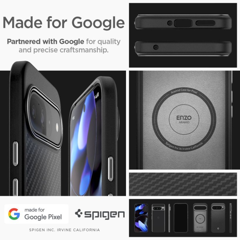 Kryt Spigen Enzo Aramid Google Pixel 9 Pro Xl Matte Black