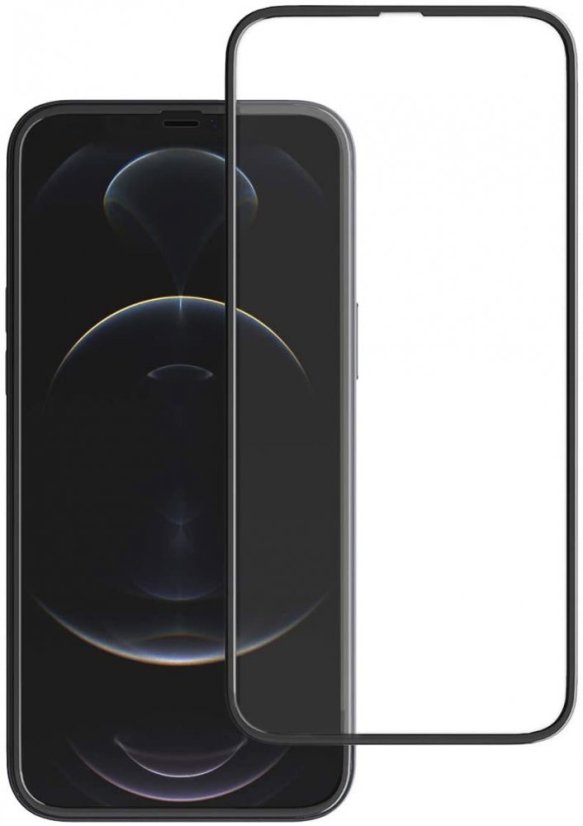 5D Hybrid ochranné sklo iPhone 12 Pro Max s vystúpenými okrajmi - čierne