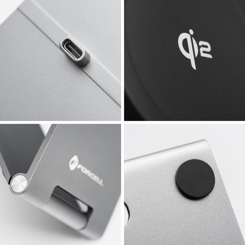 Bezdrôtová nabíjačka Wireless Charger Forcell F-Energy Flip Charge USB C Qi2 15W s MagSafe Silver 0Int