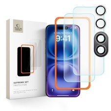 Ochranné tvrdené sklo Tech-Protect Supreme Set 3-Pack iPhone 16 Clear